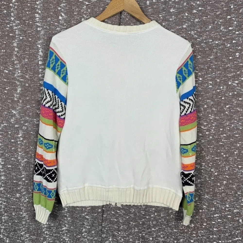 Vintage Sportelle Knit Full Zip Christmas Sweater Snowman Women's Small‎